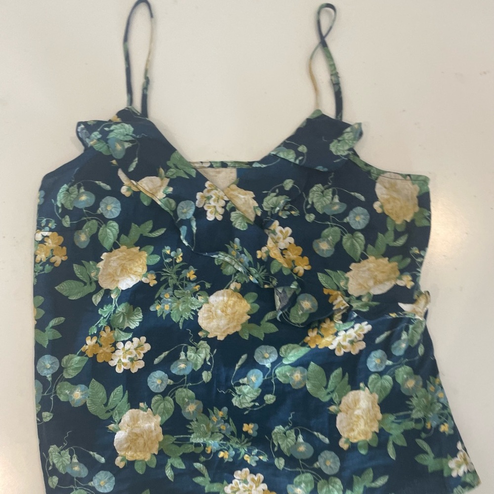 Yellow blue and green floral v-neck tank top from old navy.